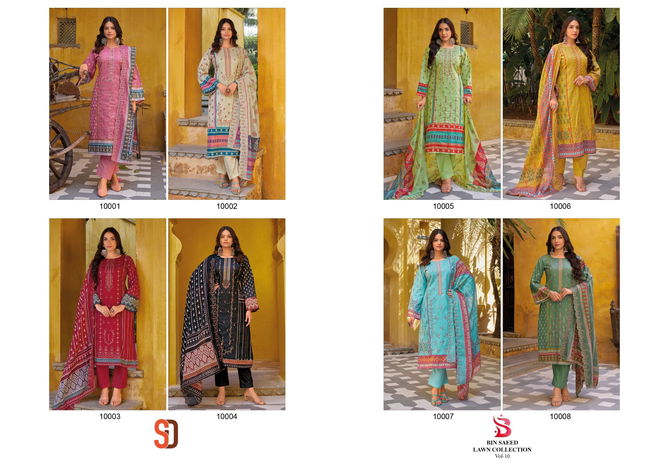 Bin Saeed Lawn Collection Vol 10 By Shraddha Embroidery Cotton Pakistani Suit Wholesalers In Delhi